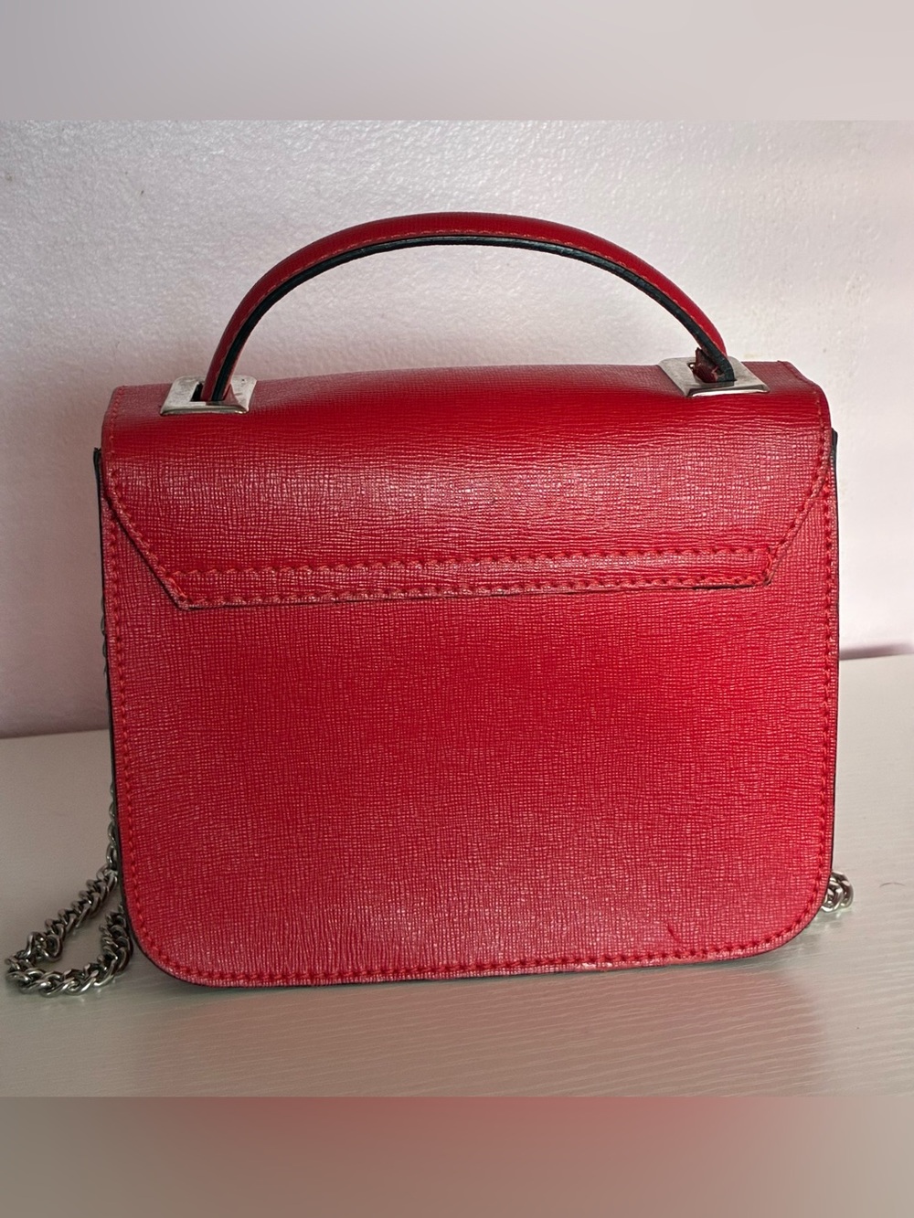 Small Cute Red Camelia Roma Structured Top-Handle Bag - Picture 8 of 8